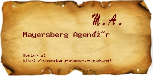 Mayersberg Agenór névjegykártya
